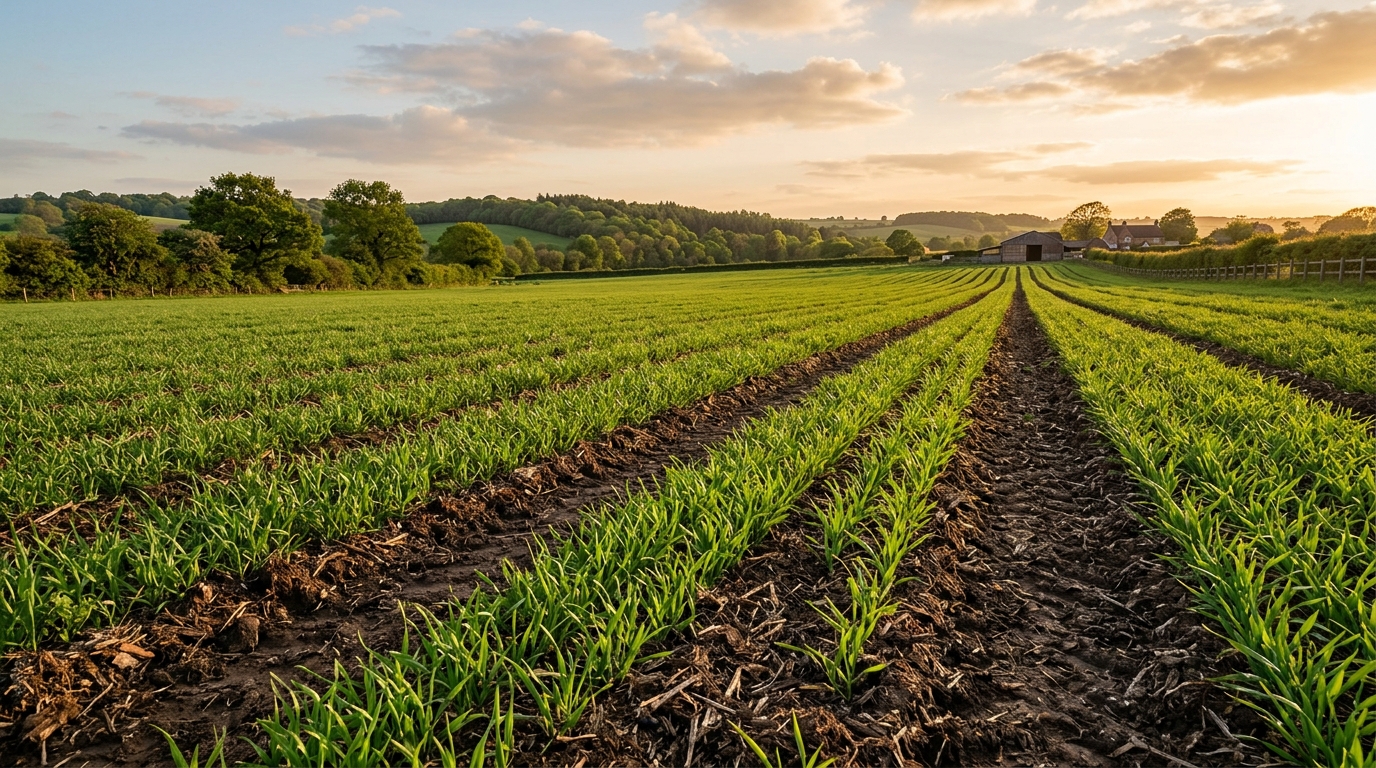 Mid-recovery field showing visibly improving crop
