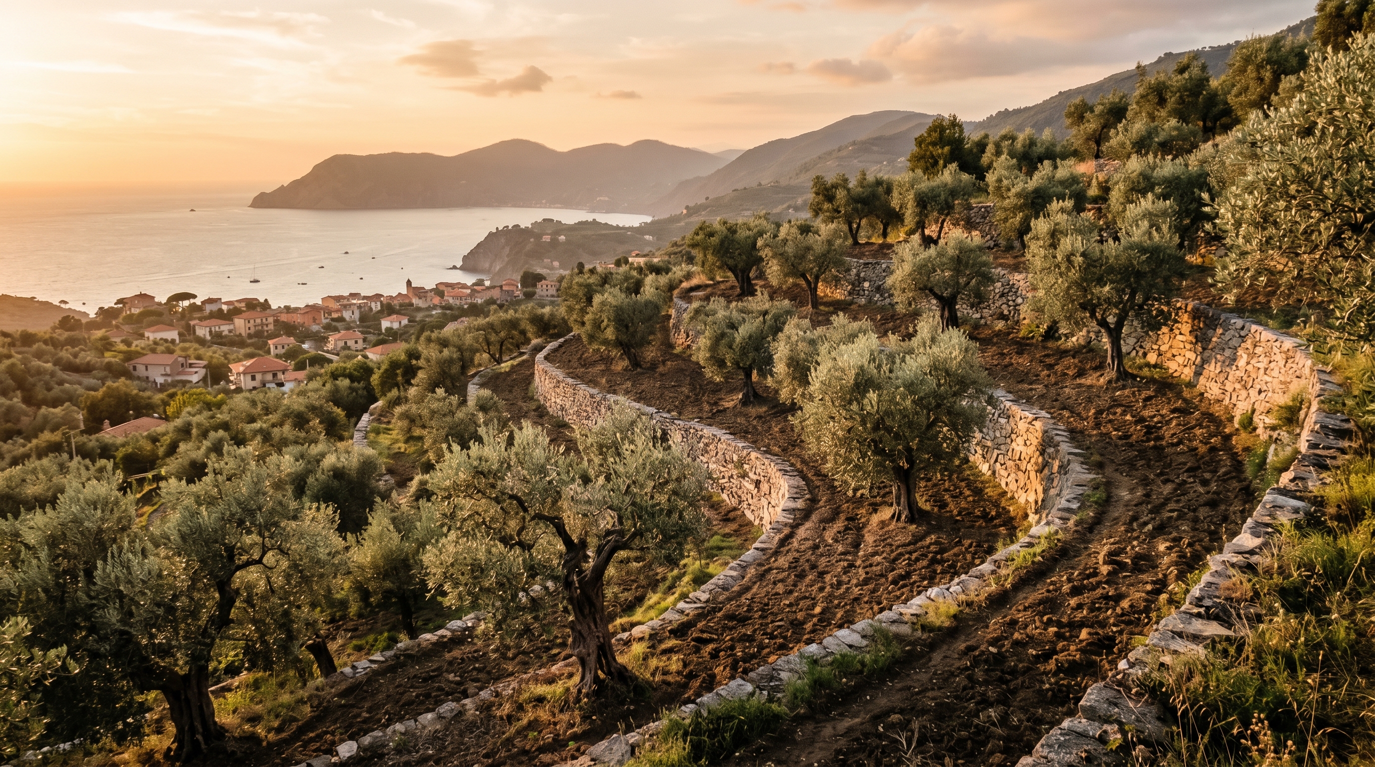 Olive grove on Mediterranean hillside